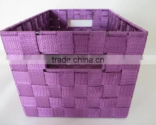Wholesale Handcrafted Rectangular Webbing Woven Nylon Basket for Storage photo-3