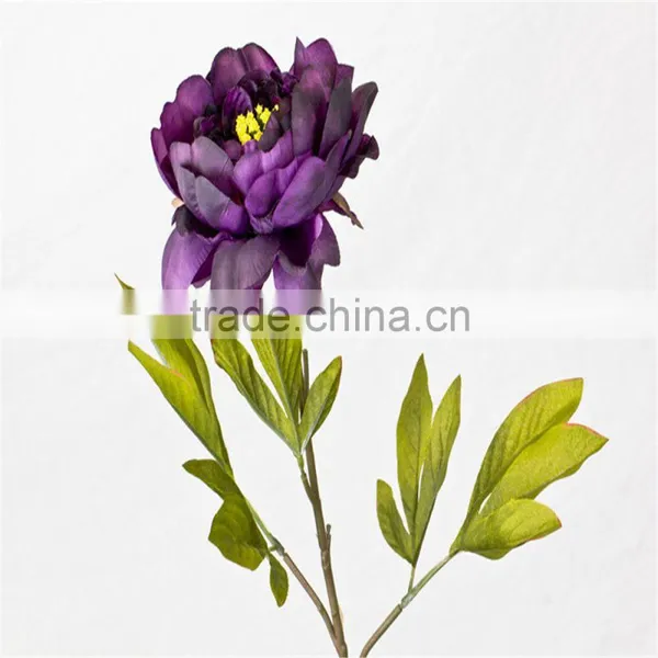 SJ20170050 Artificial Purple Fabric Peony Flower for Indoor Decoration photo-3