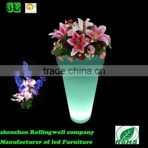 LED Large Polyethylene Led Flower Pot /led Unique Glazed Plastic Flower Pot photo-4