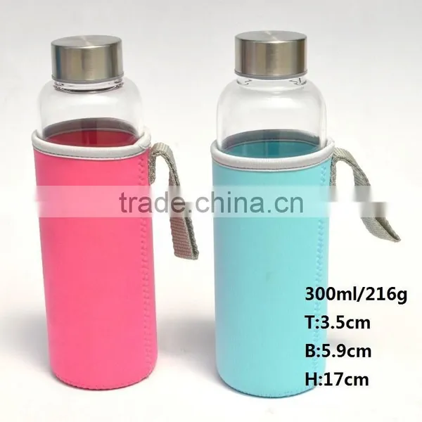 300ml Heat Resistant Glass Bottle BPA Free With Bottle Coat Glass Water Bottle With Sleeve photo-2