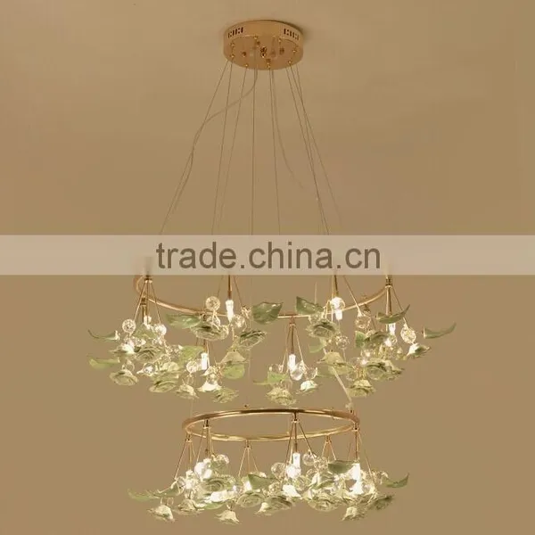 Royal Exquisite Handmade Porcelain and Crystal Green Floral Chandelier for Dining Room BF12-04284b photo-3