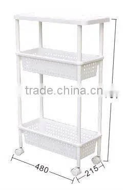 Kitchen Plastic Trolley Cart 3 Tires With Wheel photo-3