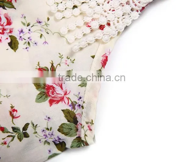 Organic Baby Clothes Baby Products Wholesale Baby Onesie Floral Lace Romper photo-2