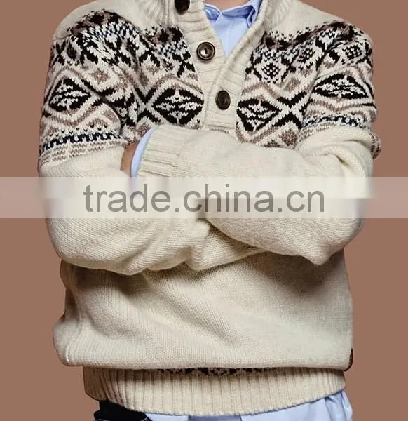 High Quality Wool Sweater Design for Boys With Roll Neck With Wooden Button Tab (BKNB02) photo-3
