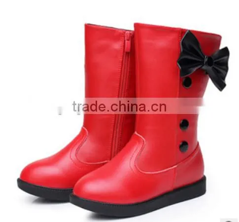 Cute Warm Leather Baby Boots Bow Style Child Boots Shoes Girls Kids Winter Boots photo-2