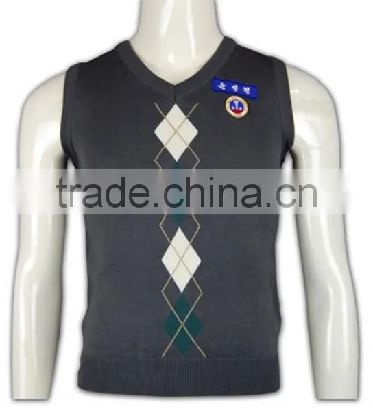 ISO9001/BSCI Manufature V-neck Custom School Argyle Cardigan Sweaters photo-2