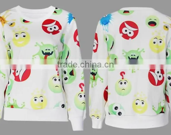 2017 Womens Fashion New Printed Cute Face Sweatshirt Hoodies Sports Suit for Sale photo-4