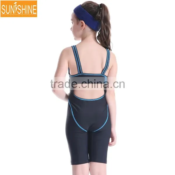 Full Brief Knee Suits One Piece Swimsuit Children Competition Swimwear photo-4