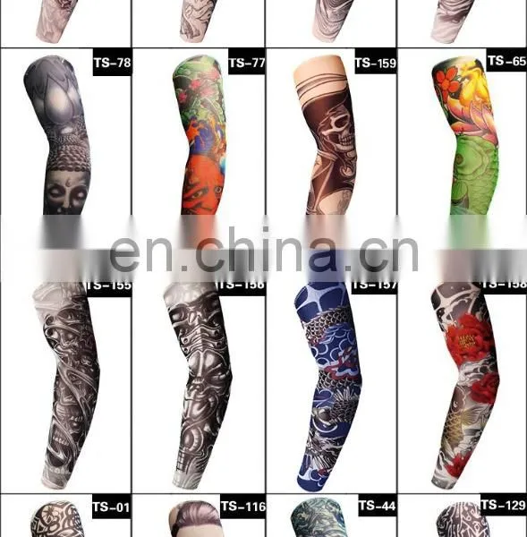 Summer Outdoor Cooling Cycling Sun Block Tattoo Pattern Uv Protection Sleeve Ice Silk Cone Thimble Sunscreen Sleeves photo-4