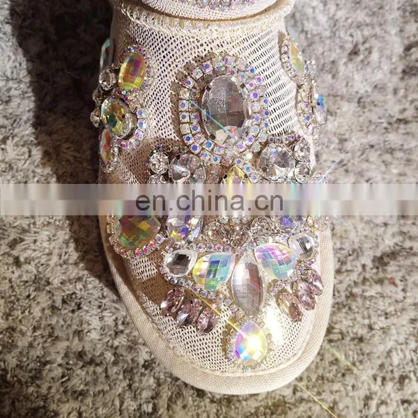 Aidocrystal Handmade Winter Style Rhinestone Decor Warm Snow Boots for Little Girls photo-3