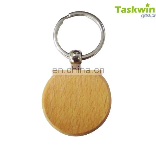 Round Shape Custom Design Engraving Your Own Logo Blank Wood Keychain