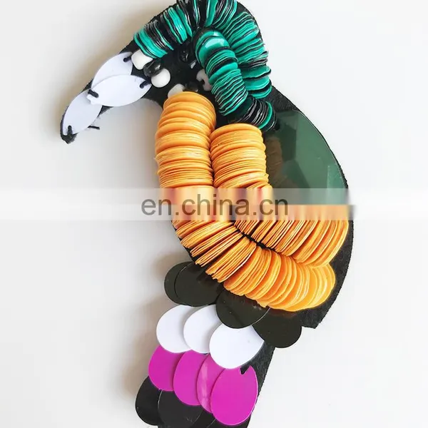 Custom Cute Sequined Beaded Bird Patches Sewing on Clothing Shoes photo-5