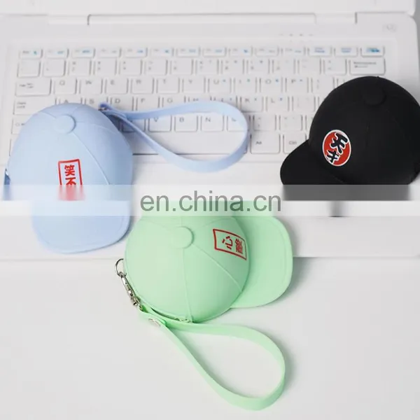 Lovely Baseball Cap Shape Mini Coin Purse Bag Small Cute Wristlet Key Wallet Fashion Silicone Coin Case photo-4