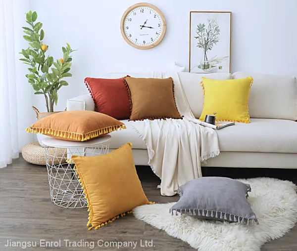 Nordic Style Suede Tassel Cushion photo-3