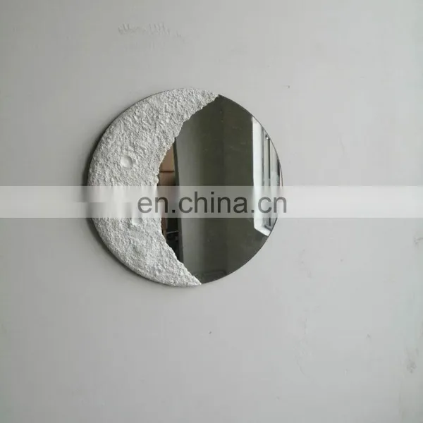 Handmade Gypsum Cement Sand Half Moon Mirror Set For Home Wall Hanging Mirror photo-2