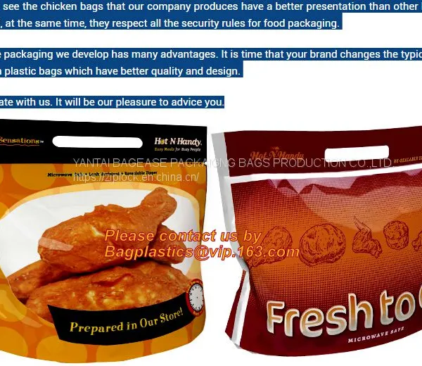 Zipper Hot Chicken Bags/ Roasted Chicken Packaging Bag With Window/ Microwaveable Grilled Chicken Bag, Bagease, Bagplastics photo-4