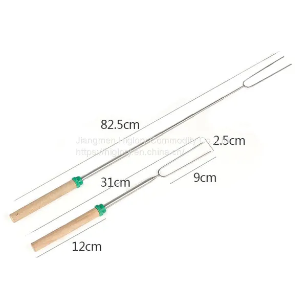 Professional Telescopic BBQ Fork Marshmallow Roasting Sticks Barbecue Forks With Wooden Handle photo-5