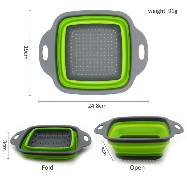 Kitchen Accessories Home and Kitchen Gadgets Draining Vegetable Storage Baskets Silicone Dish Water Collapsible Colander Set Fruit Basket photo-5