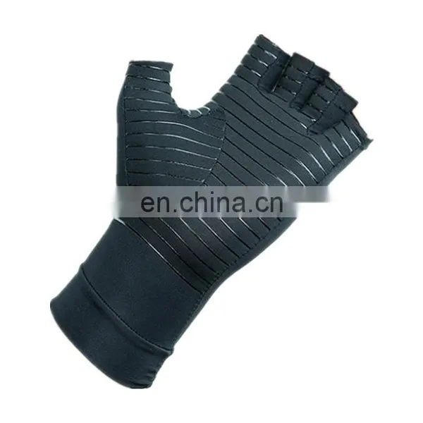Fingerless Compression Guante With Wrist Strap Copper Infused Arthritis Glove photo-4