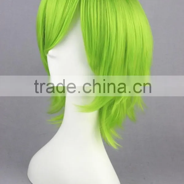 High Quality 35cm Short Straight GUN DAM Ribbons Almark Light Green Wig Cosplay Synthetic Anime Wig Cosplay Hair Wigs photo-4