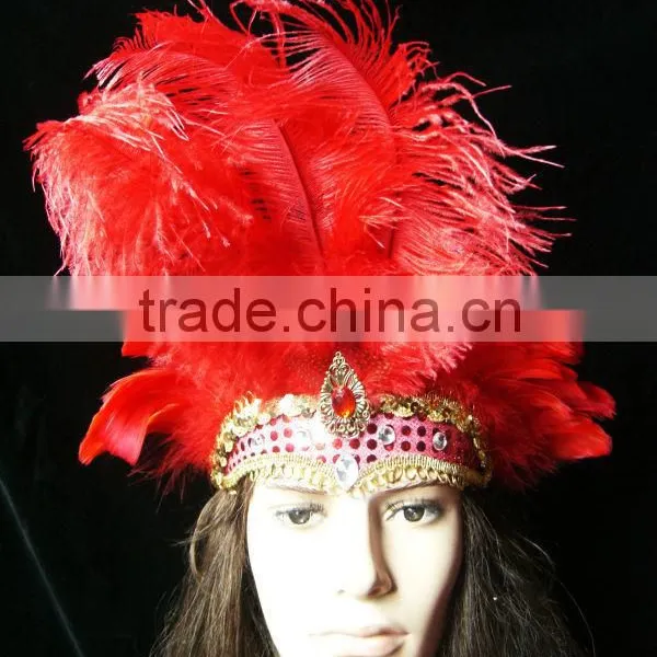 Women Hair Headdress With Ostrich Feather photo-3