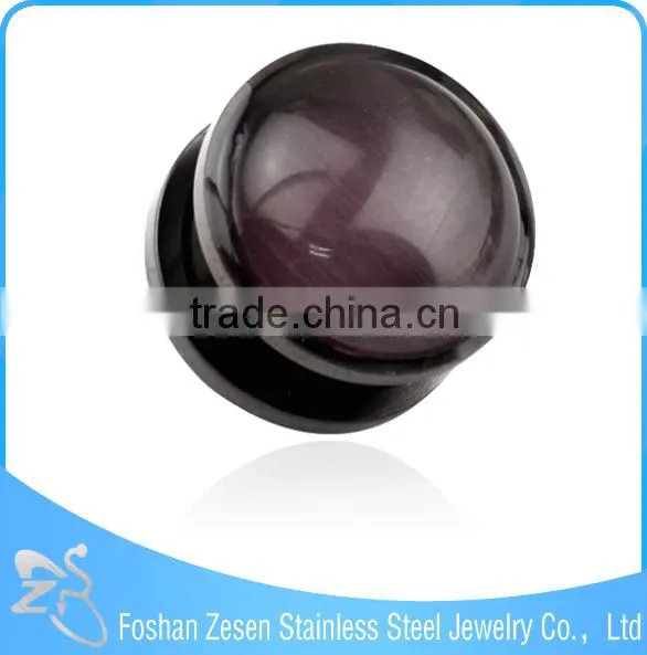 TP011448 New Arrive Stainless Steel Body Piercing Pink Imitation Cat's Eye Stone Ear Plug photo-5