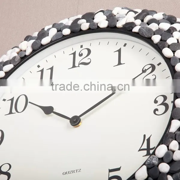46cm Home Decorative Natural Cobblestone Wall Mounted Clock Mute photo-2