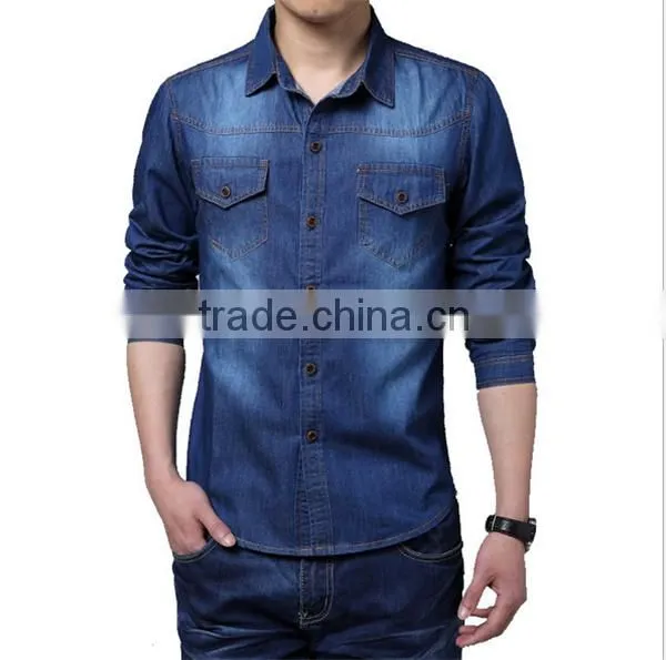 OEM Denim Shirt Dress Men Cheap Jean Shirt Wholesale