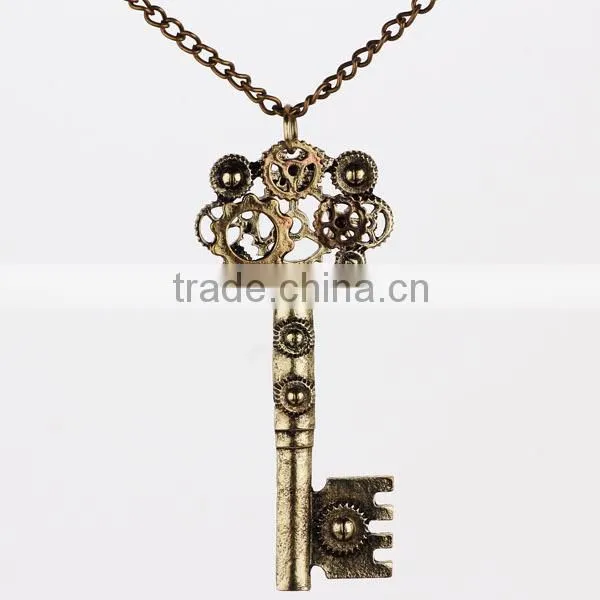 51 CM Long Chain Antique Gold Steampunk Style Pendant Necklace From Yiwu Market photo-4