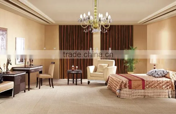 Leather Hotel Bedroom Set With Luggage Rack /Resort Hotel Bedroom Furniture HR22