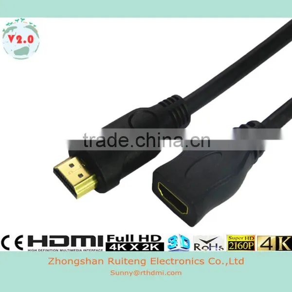 Low Price HDMI 19pin Male to Female Cable With Gold Connector Support 3D and 4K photo-2