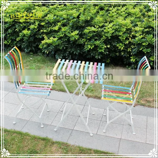 Custom Colorful Metal Patio Furniture Set Table and Chairs for Garden Deco photo-2