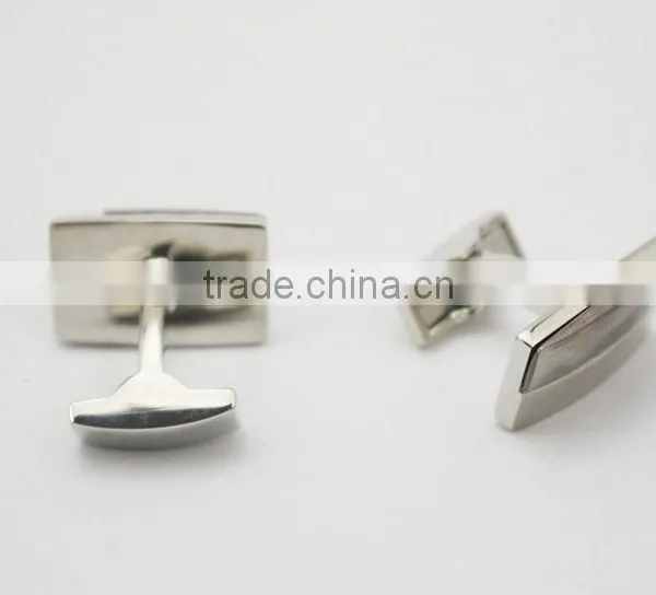 Stylish Mens Shirt Matte Silver Cufflinks Matt Blank Cufflink photo-4