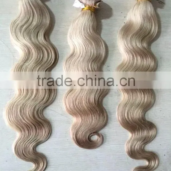 100% Peruvian Remy Human Hair Weft Real Virgin Peruvian Hair Extensions 16" Grey Color photo-3