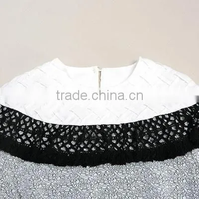 Hit Color Lace Cuff Designs Adies Office Wear photo-2