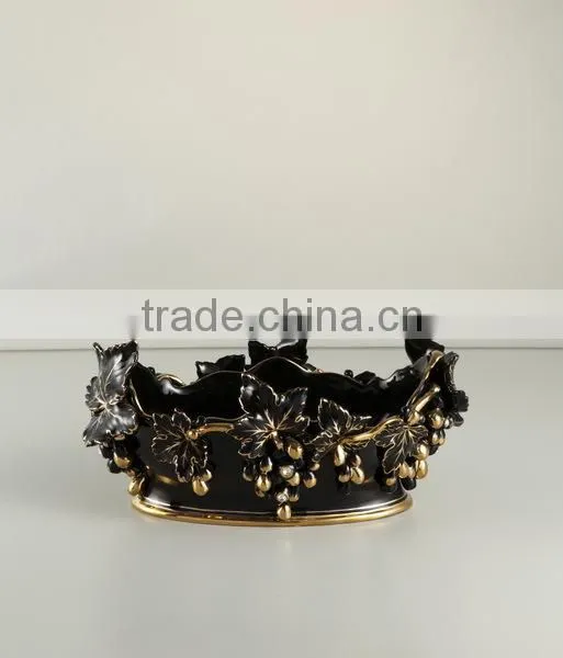 Black Real Gold Grape Antique Ceramic Tissue Box Cover for Home Decoration photo-2