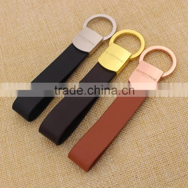 Custom Concise Gold Leather Keychain/blank Rose Gold Key Chain Leather Supplier's Choice photo-2