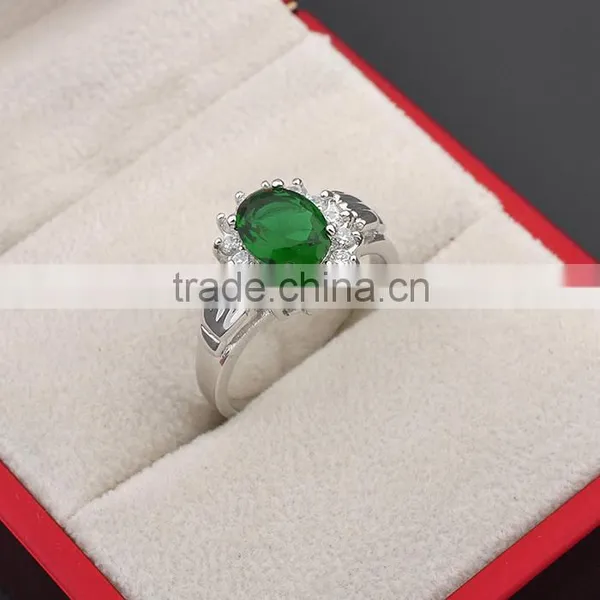 High Quality Green Stone Pave Setting Turquoise Silver Ring photo-6