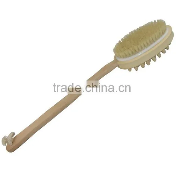 Horse Hair Face Bristles Wooden Bath Body Brush photo-3