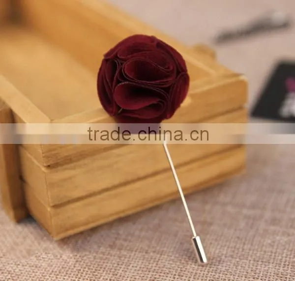 Handmade Fabric Lapel Flower Brooch Boutonniere Tuxedo Stick photo-2