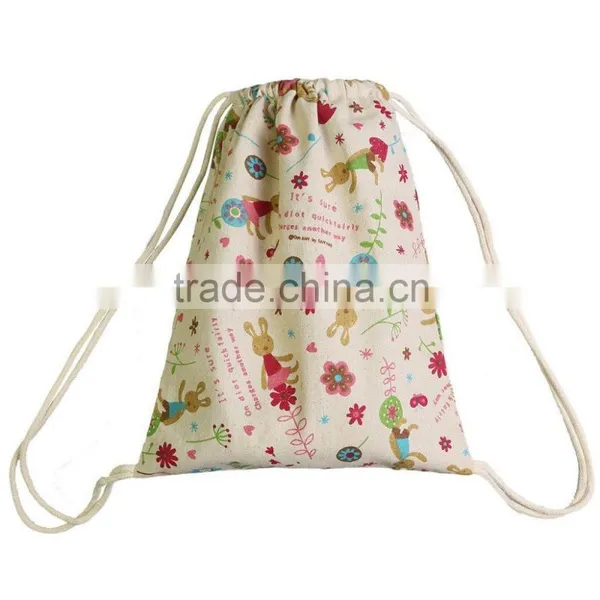 2016 Recycled Cheap Cotton Fabric Drawing String Bags photo-2