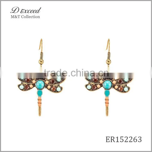 Yiwu Wholesale Jewelry Factory Fashion Ethnic Bohemian Beaded Animal Drop Earrings Dragonfly Dangle Earrings photo-3