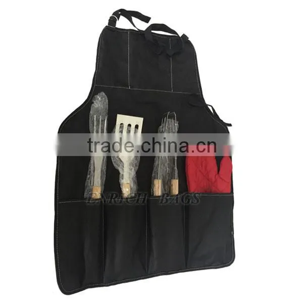 Enrich Promotion 5pcs BBQ Apron Set With BBQ Tool Sets for Out Picnic Quality Choice photo-2