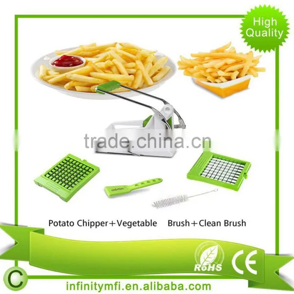 Amazon Best Sale French Fry Potato Cutter With Round Bottom for Easy Slicing, 2 Blades