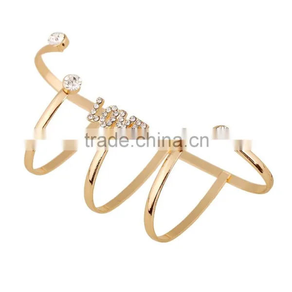 Creative Design Crystal Words Love Symbol Full Finger Ring Jewelry For Girls photo-4