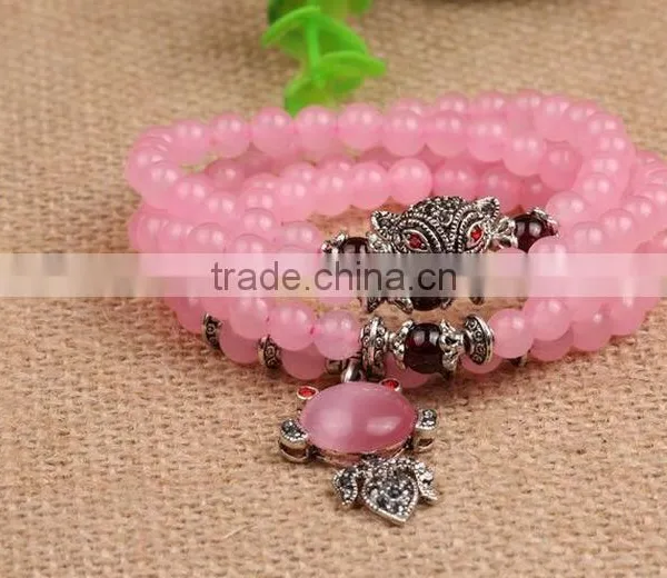 Genuine Natural Pink Crystal Small Lucky Bead Bracelet for Sale photo-6