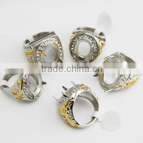 Factory Direct Wholesale High Quality Fashion Men's Stainless Steel Ring With Stone photo-2