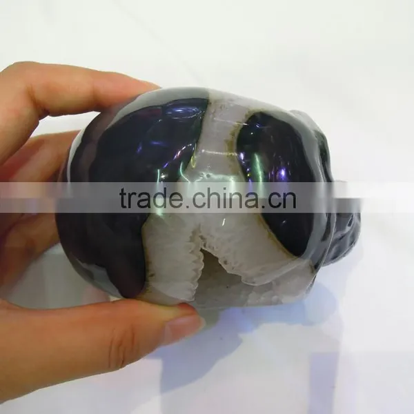 Natural Hand Carved Stone Agate Skull Buy Agate Geode Skull Gift for Women photo-5