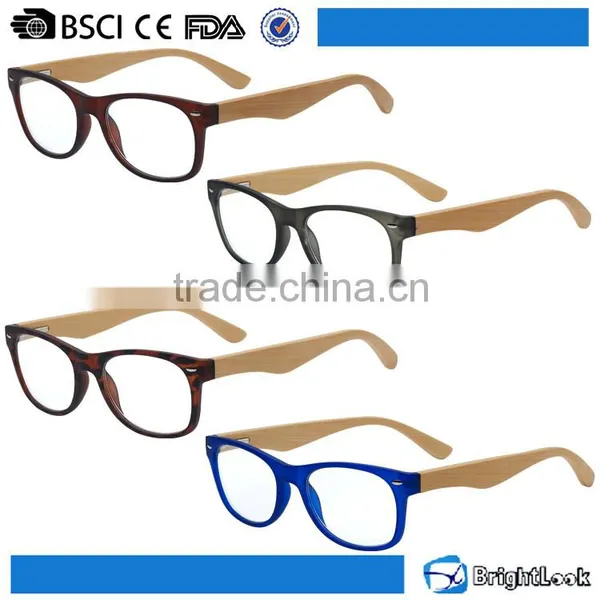Vintage design unisex metal hinge wood reading glasses