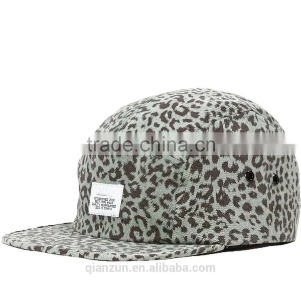 5 Panel Cap Flat Brim Woven Patch Snapback Custom 5 Panel Hat photo-3